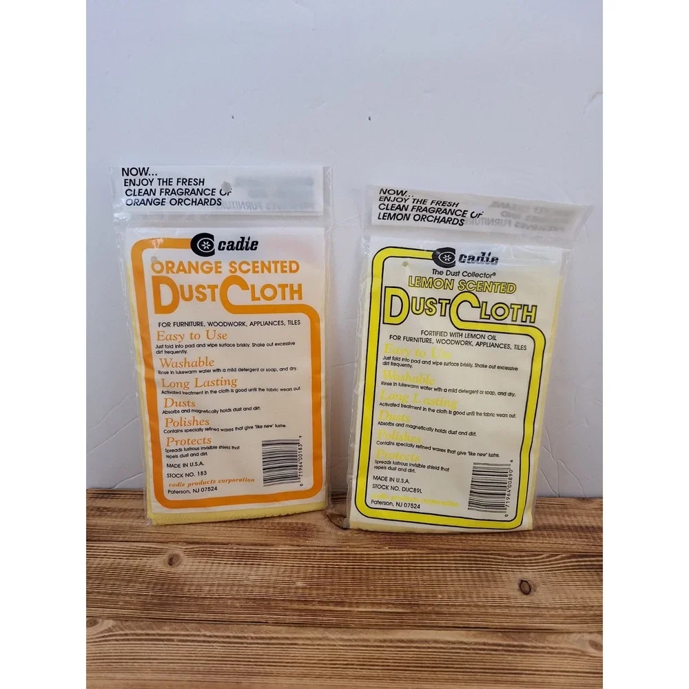 Orange And Lemon Scented Cotton‎ Dust Cloth by Cadie New Old Stock Lot 2 Packs